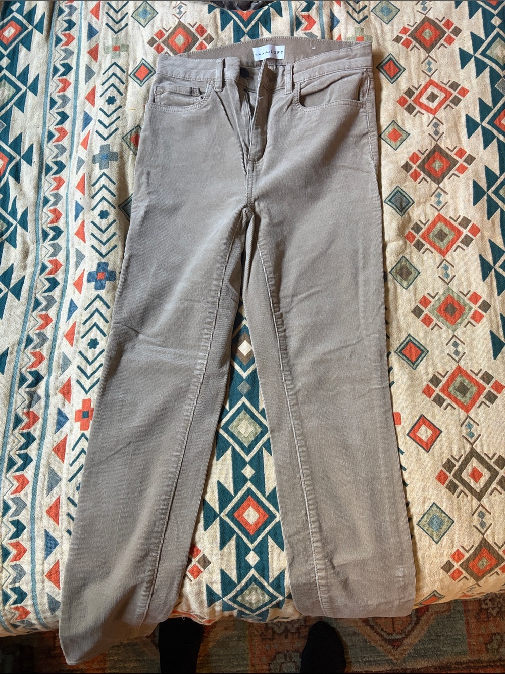 LOFT Straight Leg Corduroy Pants in Light Taupe